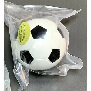 NEW American Girl Doll Size SOCCER BALL 2.5" Black White Toy Cake Topper Plastic